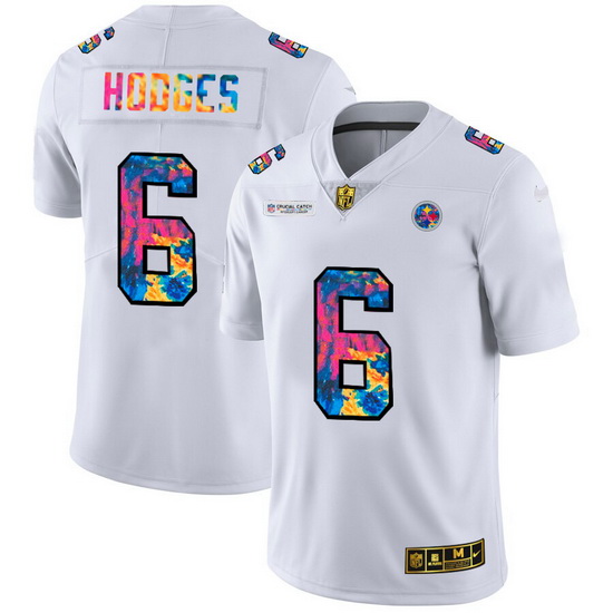 Pittsburgh Steelers 6 Devlin Hodges Men White Nike Multi Color 2020 NFL Crucial Catch Limited NFL Je