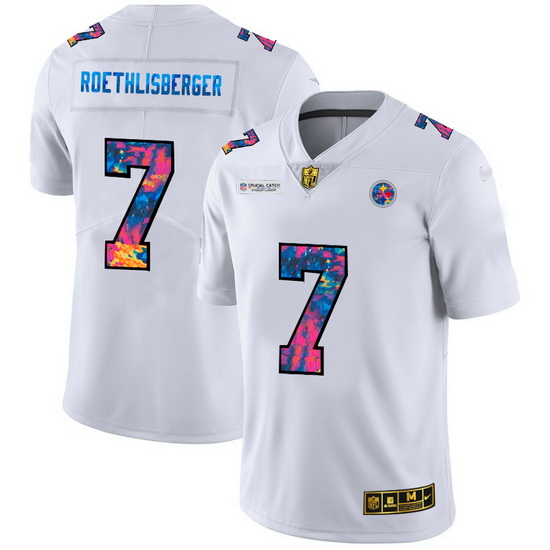 Pittsburgh Steelers 7 Ben Roethlisberger Men White Nike Multi Color 2020 NFL Crucial Catch Limited N