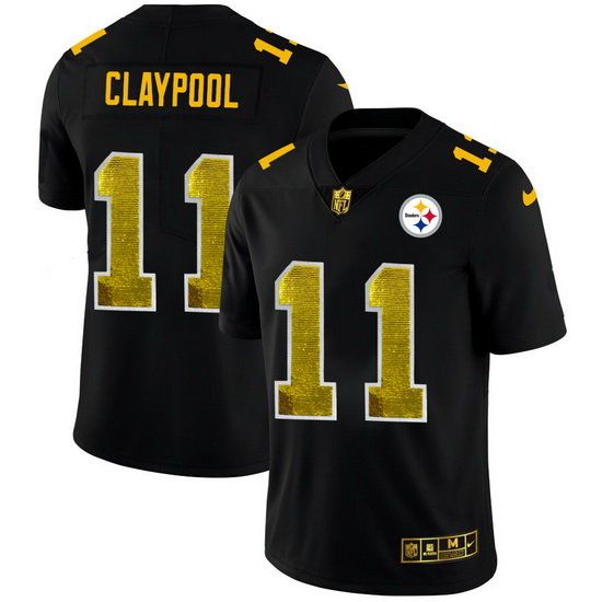 Pittsburgh Steelers 11 Chase Claypool Men Black Nike Golden Sequin Vapor Limited NFL Jersey