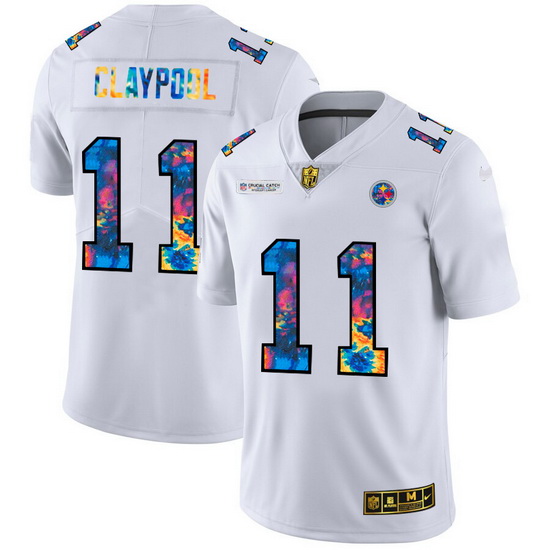 Pittsburgh Steelers 11 Chase Claypool Men White Nike Multi Color 2020 NFL Crucial Catch Limited NFL 