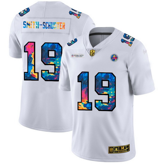 Pittsburgh Steelers 19 JuJu Smith Schuster Men White Nike Multi Color 2020 NFL Crucial Catch Limited