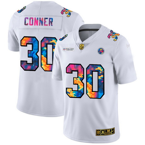 Pittsburgh Steelers 30 James Conner Men White Nike Multi Color 2020 NFL Crucial Catch Limited NFL Je