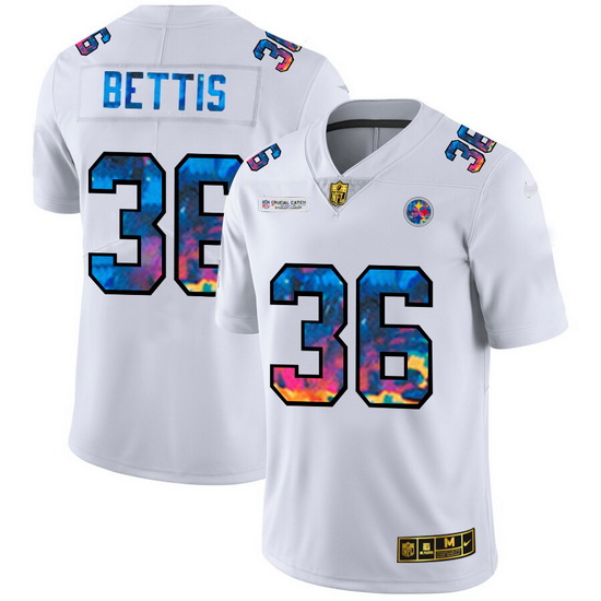 Pittsburgh Steelers 36 Jerome Bettis Men White Nike Multi Color 2020 NFL Crucial Catch Limited NFL J