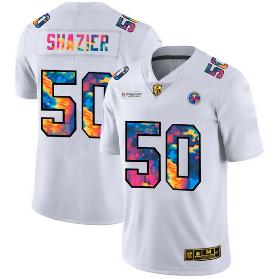 Pittsburgh Steelers 50 Ryan Shazier Men White Nike Multi Color 2020 NFL Crucial Catch Limited NFL Je