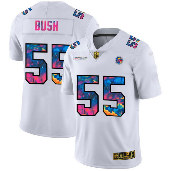 Pittsburgh Steelers 55 Devin Bush Men White Nike Multi Color 2020 NFL Crucial Catch Limited NFL Jers