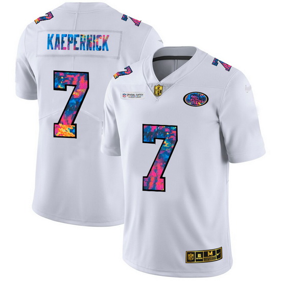 San Francisco 49ers 7 Colin Kaepernick Men White Nike Multi Color 2020 NFL Crucial Catch Limited NFL