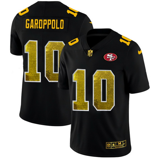 San Francisco 49ers 10 Jimmy Garoppolo Men Black Nike Golden Sequin Vapor Limited NFL Jersey