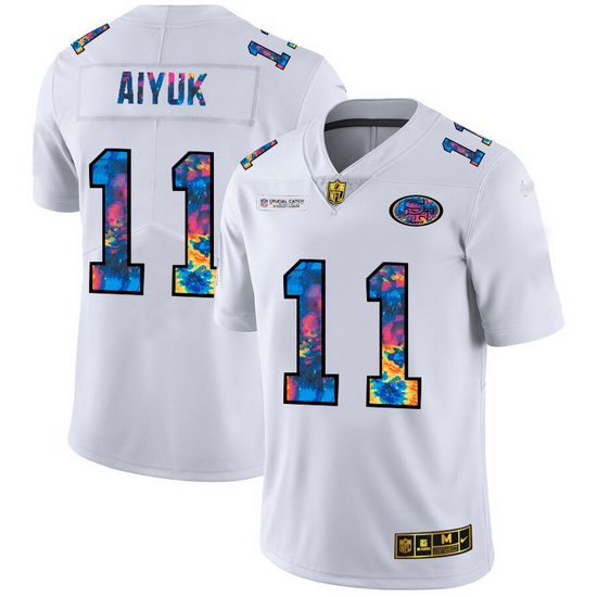 San Francisco 49ers 11 Brandon Aiyuk Men White Nike Multi Color 2020 NFL Crucial Catch Limited NFL J