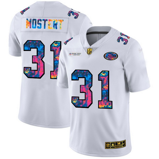 San Francisco 49ers 31 Raheem Mostert Men White Nike Multi Color 2020 NFL Crucial Catch Limited NFL 