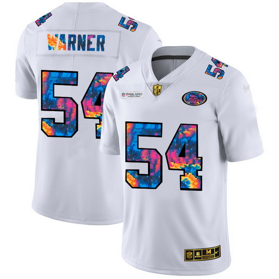 San Francisco 49ers 54 Fred Warner Men White Nike Multi Color 2020 NFL Crucial Catch Limited NFL Jer