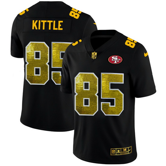 San Francisco 49ers 85 George Kittle Men Black Nike Golden Sequin Vapor Limited NFL Jersey