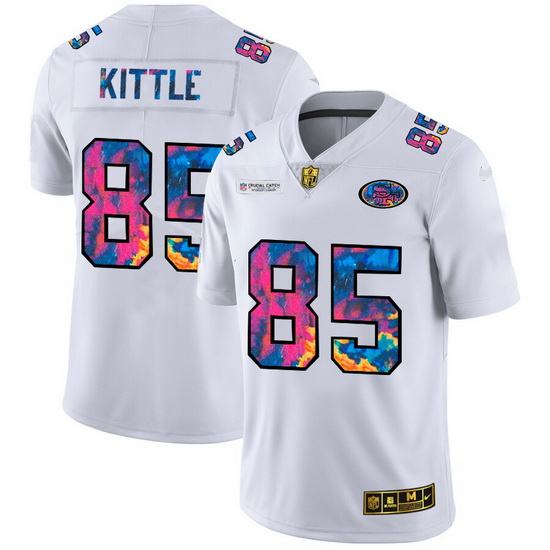 San Francisco 49ers 85 George Kittle Men White Nike Multi Color 2020 NFL Crucial Catch Limited NFL J