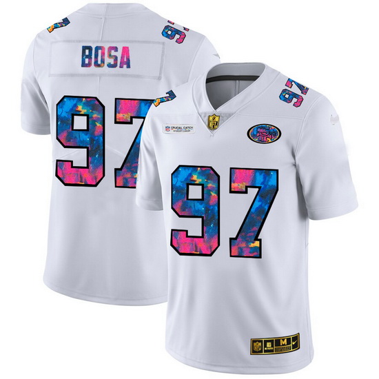 San Francisco 49ers 97 Nick Bosa Men White Nike Multi Color 2020 NFL Crucial Catch Limited NFL Jerse