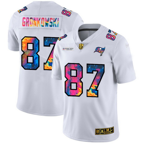 Tampa Bay Buccaneers 87 Rob Gronkowski Men White Nike Multi Color 2020 NFL Crucial Catch Limited NFL