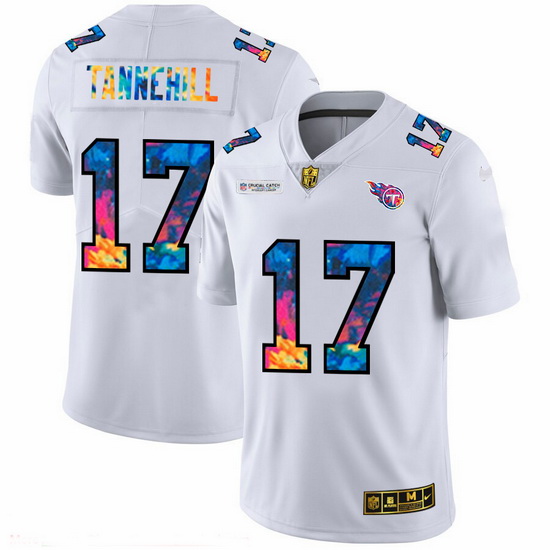 Tennessee Titans 17 Ryan Tannehill Men White Nike Multi Color 2020 NFL Crucial Catch Limited NFL Jer