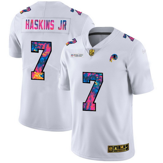 Washington Redskins 7 Dwayne Haskins Jr Men White Nike Multi Color 2020 NFL Crucial Catch Limited NF