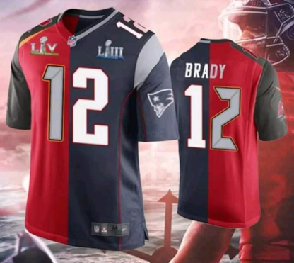 Men's Tom Brady Buccaneers Patriots Splite 2021 Super Bowl Jersey