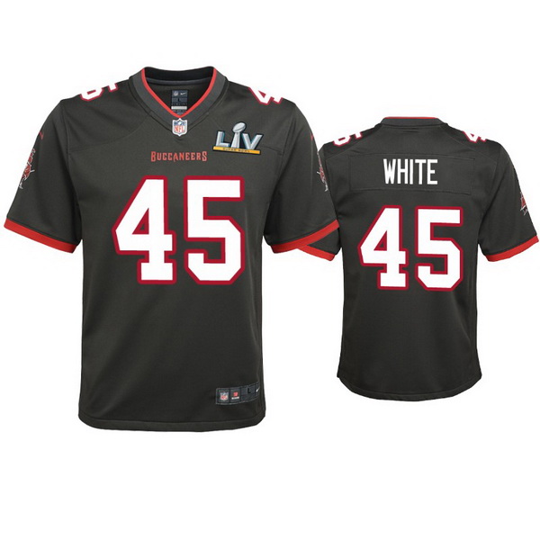 Youth Devin White Buccaneers Pewter Super Bowl Lv Game Jersey