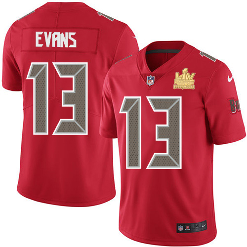 Men Nike Tampa Bay Buccaneers 13 Mike Evans Red Men Super Bowl LV Champions Patch Stitched NFL Limit