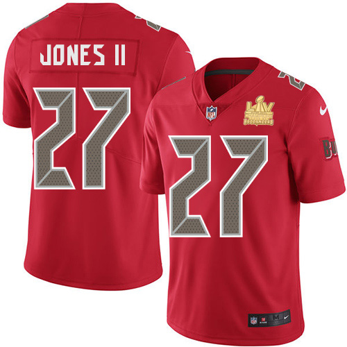 Men Nike Tampa Bay Buccaneers 27 Ronald Jones II Red Men Super Bowl LV Champions Patch Stitched NFL 