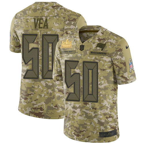 Men Nike Tampa Bay Buccaneers 50 Vita Vea Camo Men Super Bowl LV Champions Patch Stitched NFL Limite