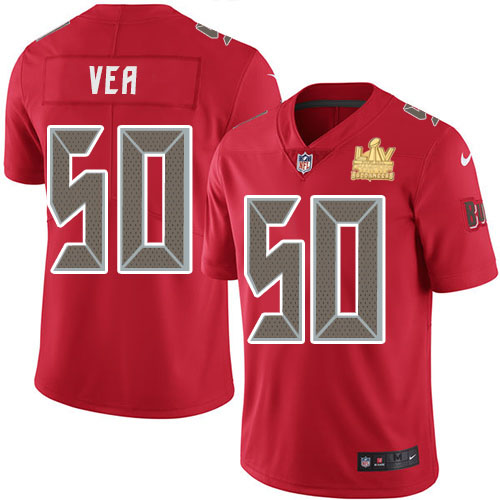 Men Nike Tampa Bay Buccaneers 50 Vita Vea Red Men Super Bowl LV Champions Patch Stitched NFL Limited