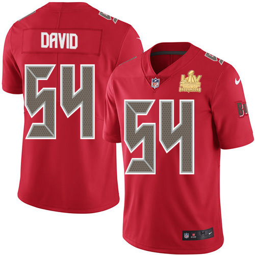 Men Nike Tampa Bay Buccaneers 54 Lavonte David Red Men Super Bowl LV Champions Patch Stitched NFL Li