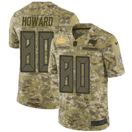 Men Nike Tampa Bay Buccaneers 80 O  J  Howard Camo Men Super Bowl LV Champions Patch Stitched NFL Li