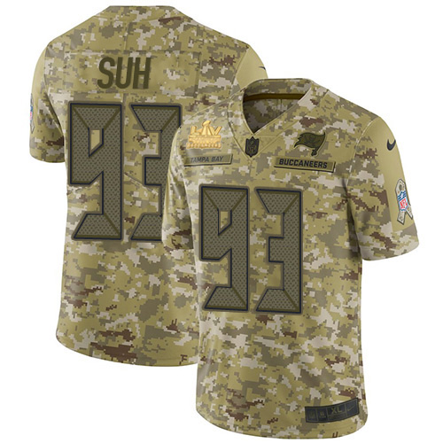 Men Nike Tampa Bay Buccaneers 93 Ndamukong Suh Camo Men Super Bowl LV Champions Patch Stitched NFL L