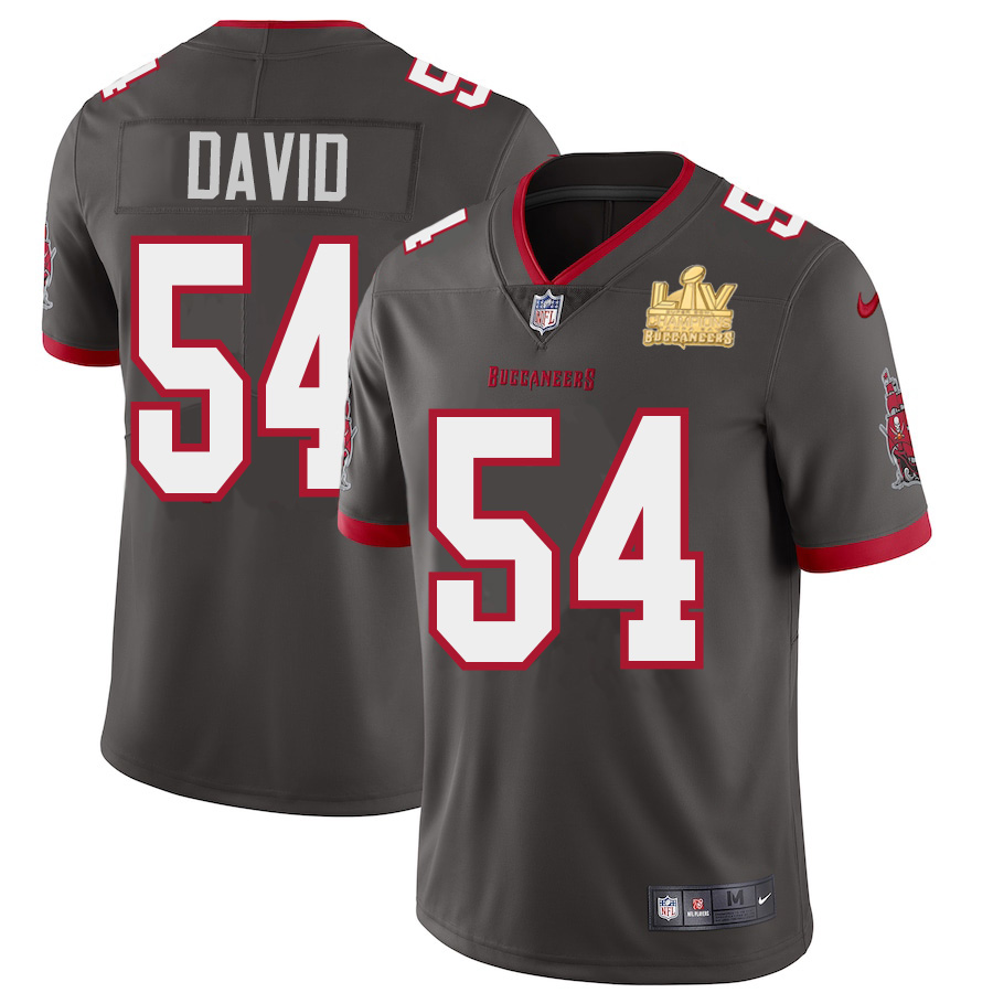 Men Tampa Bay Buccaneers 54 Lavonte David Men Super Bowl LV Champions Patch Nike Pewter Alternate Va