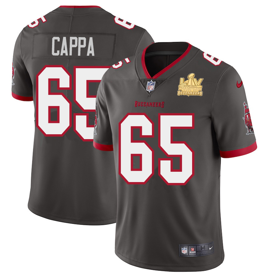 Men Tampa Bay Buccaneers 65 Alex Cappa Men Super Bowl LV Champions Patch Nike Pewter Alternate Vapor