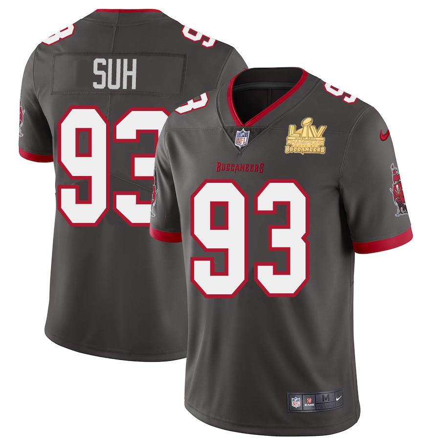 Men Tampa Bay Buccaneers 93 Ndamukong Suh Men Super Bowl LV Champions Patch Nike Pewter Alternate Va