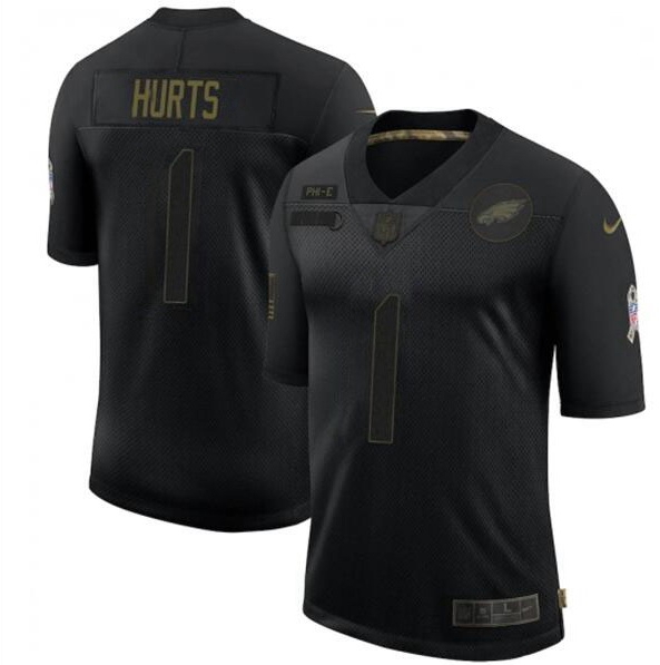 Men Nike Jalen Hurts Philadelphia Eagles Limited Black 2020 Salute To Service NFL Jersey