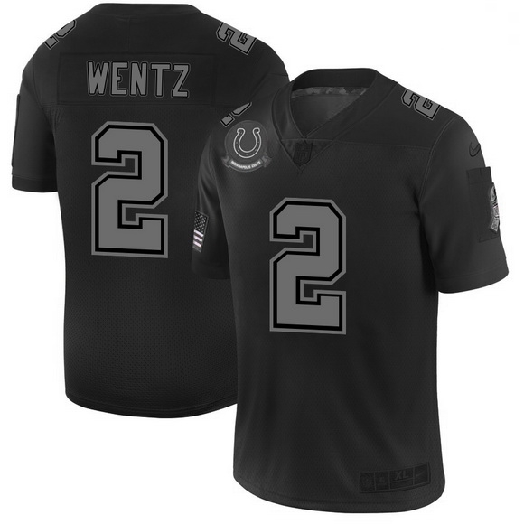 Men Indianapolis Colts 2 Carson Wentz Men Nike Black 2019 Salute to Service Limited Stitched NFL Jer