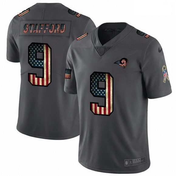 Men Los Angeles Rams 9 Matthew Stafford Nike 2018 Salute to Service Retro USA Flag Limited NFL Jerse