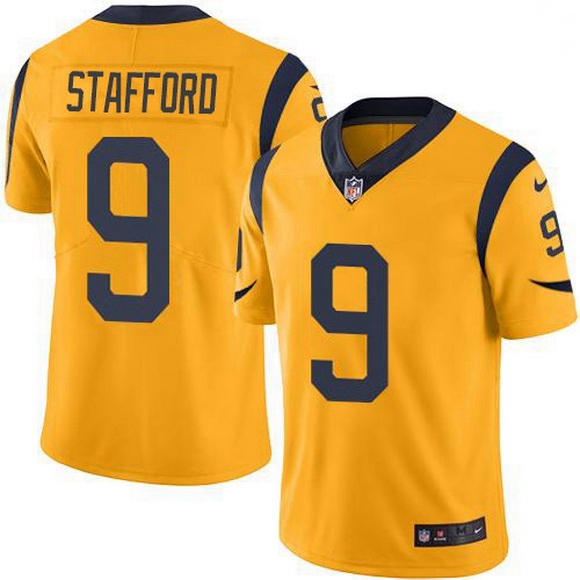 Men Los Angeles Rams 9 Matthew Stafford Gold Men Stitched NFL Limited Rush Jersey