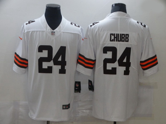 Men Nike Cleveland Browns 24 Nick Chubb White 2020 New Vapor Untouchable Limited Jersey