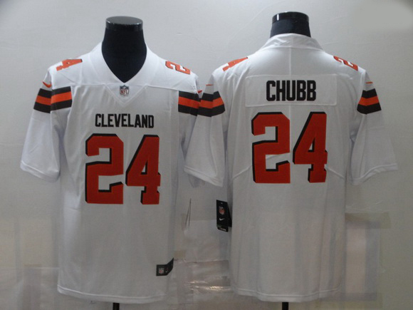 Men Nike Cleveland Browns 24 Nick Chubb White Vapor Untouchable Limited Jersey