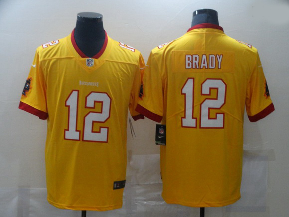 Men Nike Men Tampa Bay Buccaneers 12 Tom Brady Yellow  Stitched NFL Limited Rush Jersey