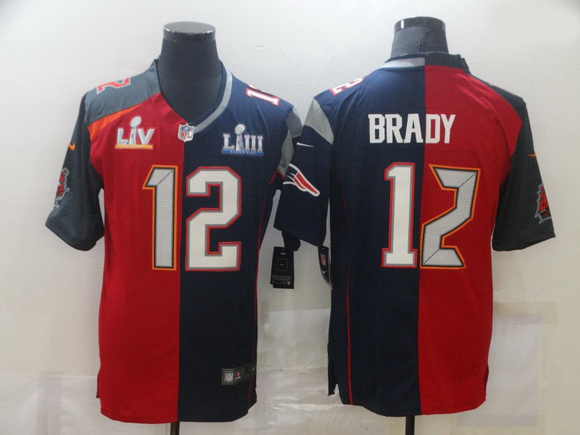 Men Nike Tampa Bay Buccaneers  26 New England Patriots 12 Tom Brady Men Red Navy Blue Limited NFL 20