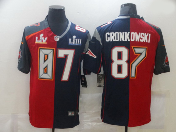 Men Nike Tampa Bay Buccaneers  26 New England Patriots 87 Rob Gronkowski Men Red Navy Blue Limited N