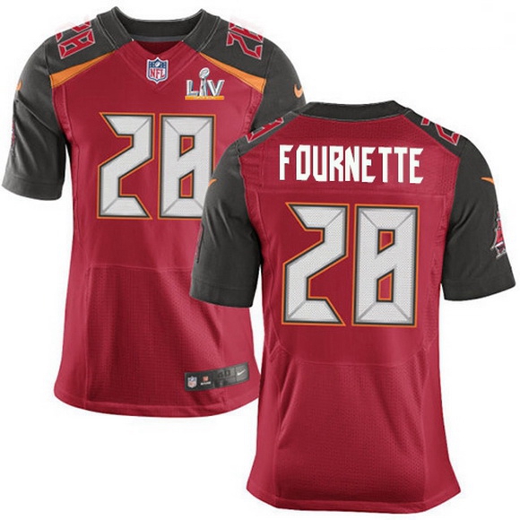 Men Tampa Bay Buccaneers 28 Leonard Fournette Red Team Color Men Super Bowl LV Bound Stitched NFL Va