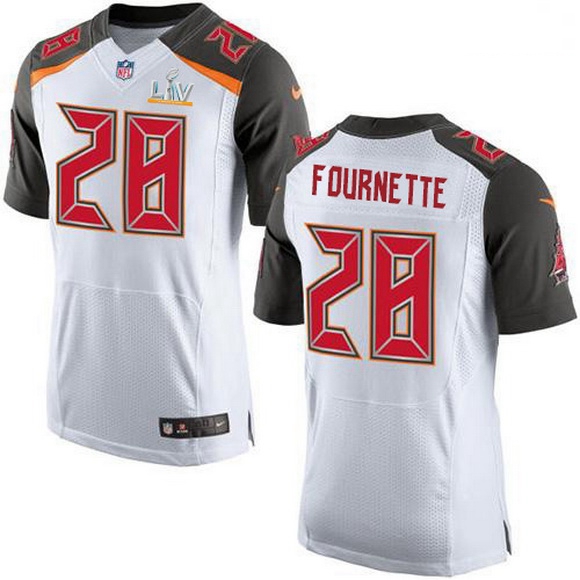 Men Tampa Bay Buccaneers 28 Leonard Fournette White Men Super Bowl LV Bound Stitched NFL New Elite J