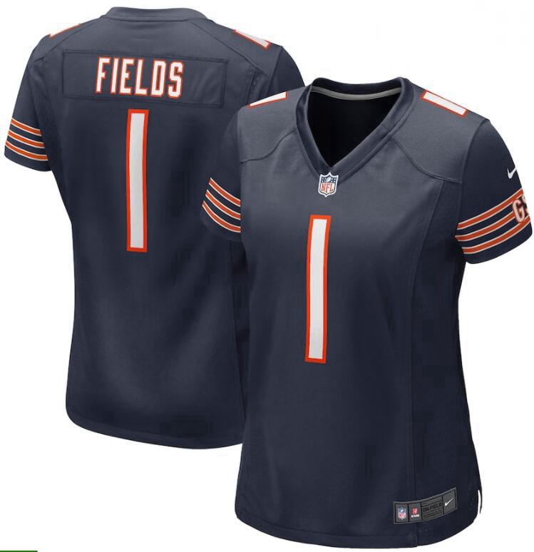 Women Nike Justin Fields Navy Chicago Bears 2021 NFL Draft First Round Pick Game Jersey