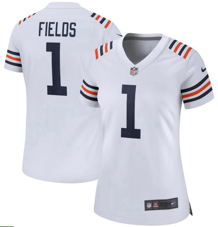 Women Nike Justin Fields White Chicago Bears 2021 NFL Draft First Round Pick Alternate Classic Game 