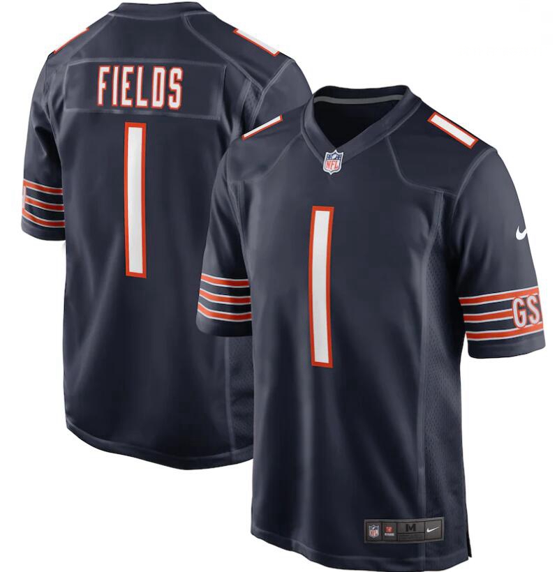 Men Nike Justin Fields Navy Chicago Bears 2021 NFL Draft First Round Pick Game Jersey