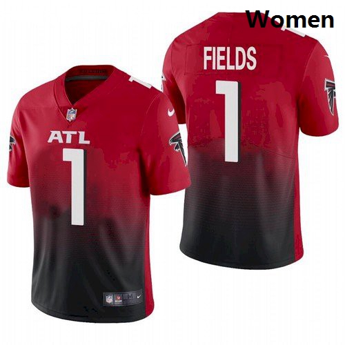 Women Atlanta Falcons #1 Justin Fields Red 2021 Draft Jersey