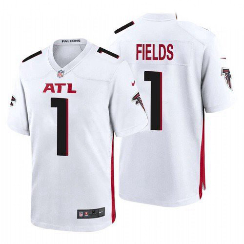 Women Atlanta Falcons #1 Justin Fields White 2021 Draft Jersey