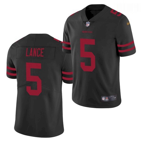 Men San Francisco 49ers #5 Trey Lance Jersey Black 2021 Limited Football