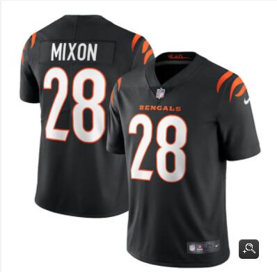 Men Cincinnati Bengals #28 Joe Mixon 2021 Black Vapor Limited Stitched NFL Jersey